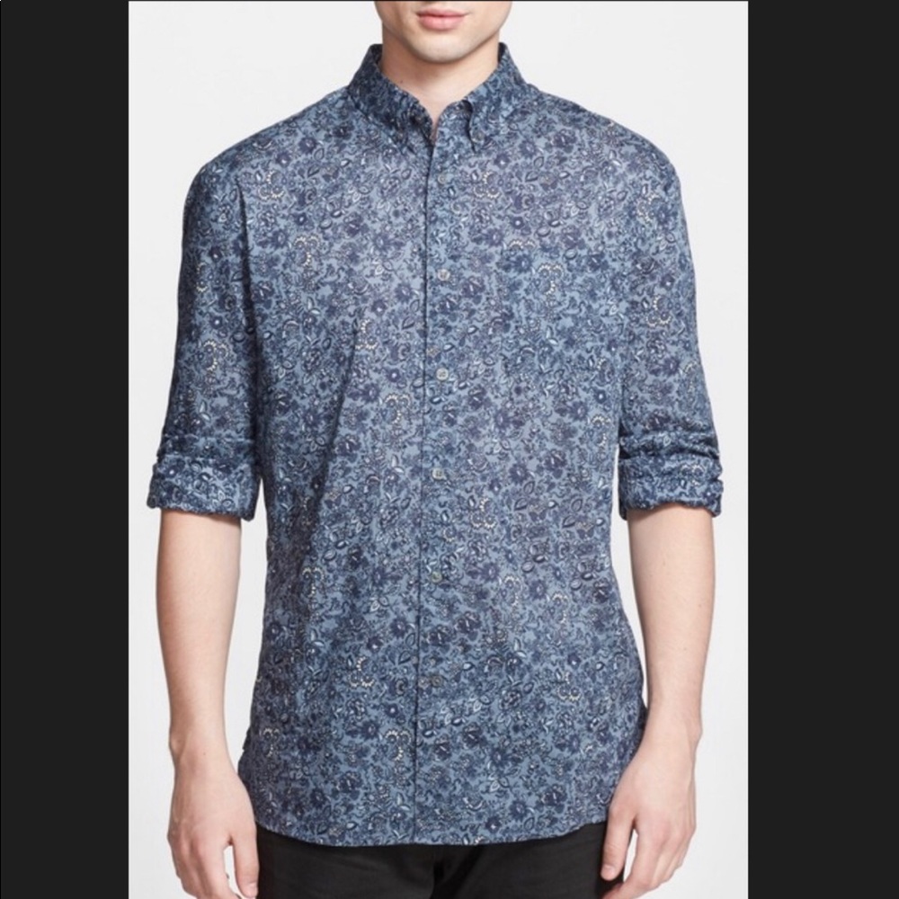 John Varvatos Floral Print Button Up Shirt